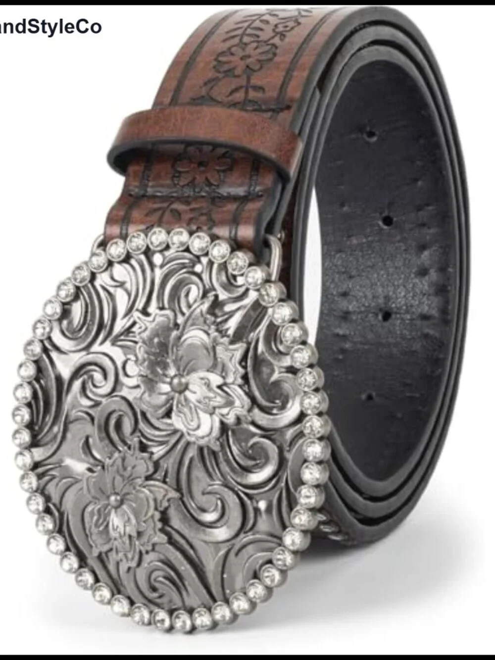 Western Engraved PU Leather Belt - Fits 28-38 Waist